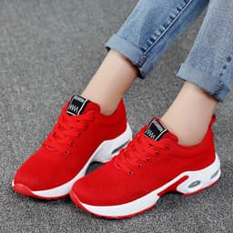 image-Cross-border large size women's shoes sports shoes summer running shoes fashion air cushion flying woven shoes hollow flying woven breathable women's shoes