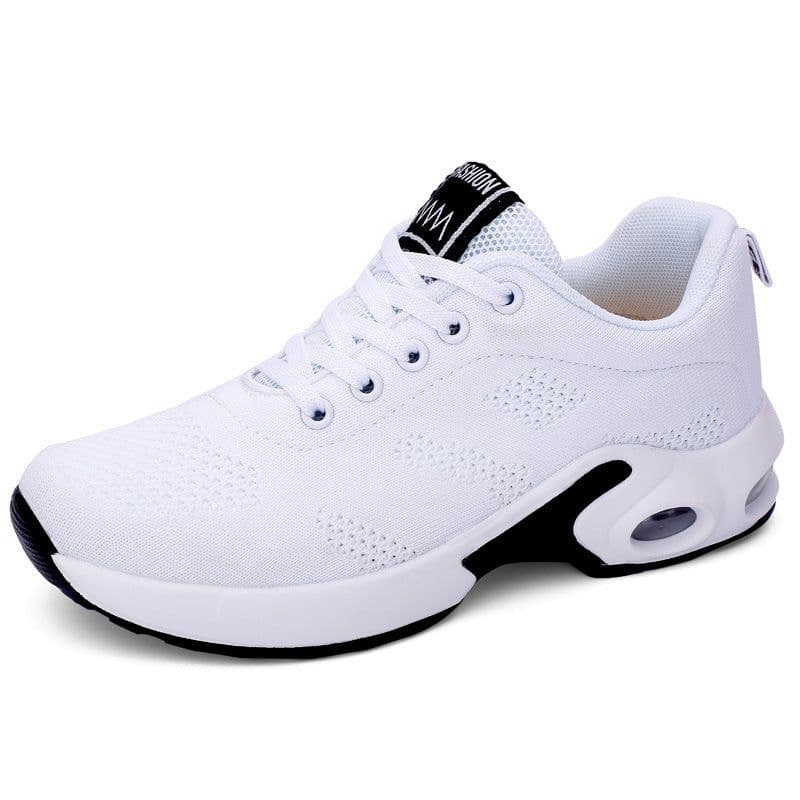 image-Cross-border large size women's shoes sports shoes summer running shoes fashion air cushion flying woven shoes hollow flying woven breathable women's shoes