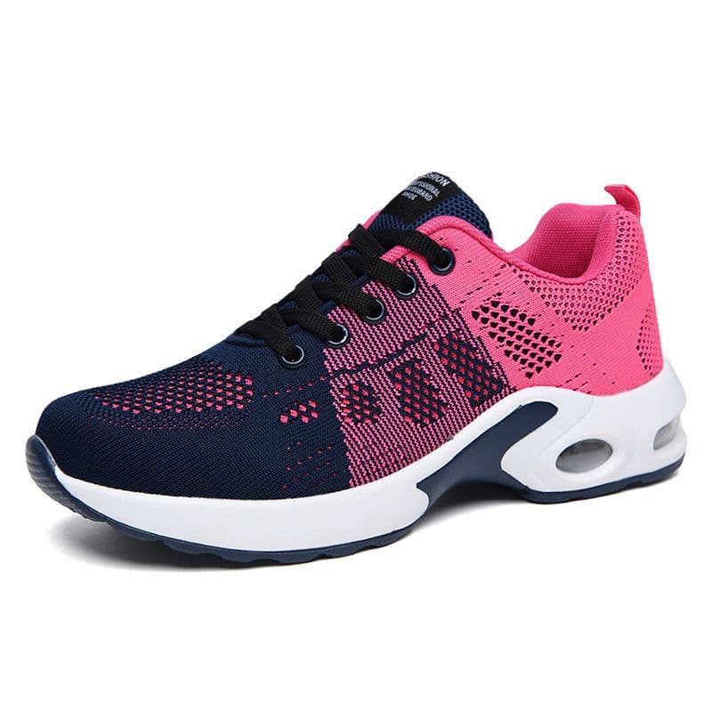 image-Cross-border large size women's shoes sports shoes summer running shoes fashion air cushion flying woven shoes hollow flying woven breathable women's shoes
