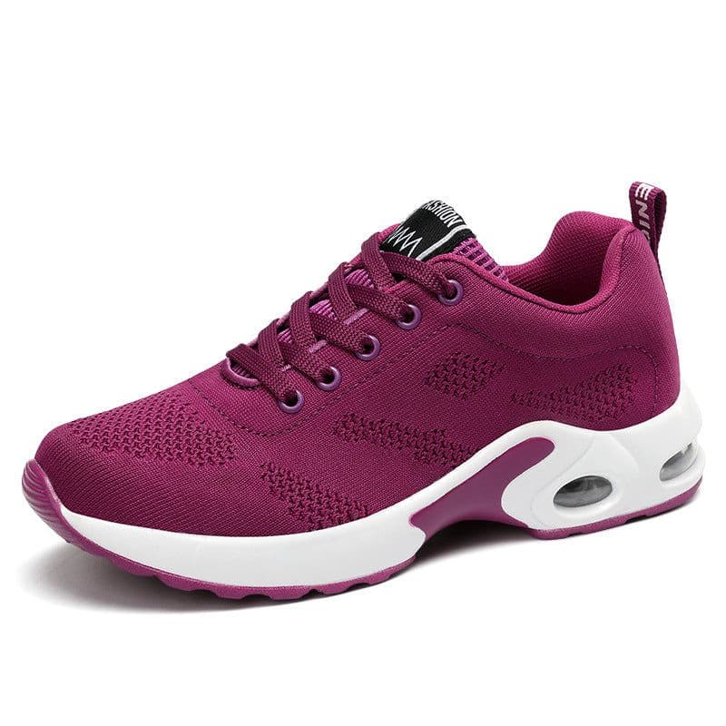 image-Cross-border large size women's shoes sports shoes summer running shoes fashion air cushion flying woven shoes hollow flying woven breathable women's shoes