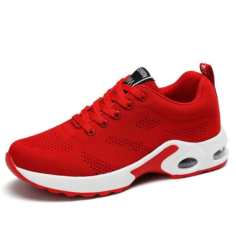 image-Cross-border large size women's shoes sports shoes summer running shoes fashion air cushion flying woven shoes hollow flying woven breathable women's shoes