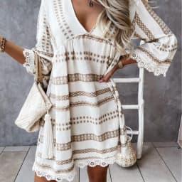 image-Independent station wish Amazon explosion models 2021 summer new lace cuff dress spot