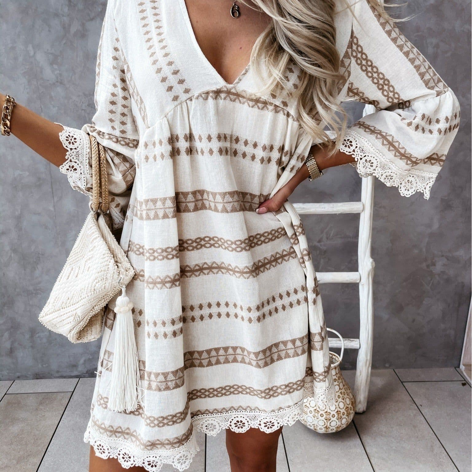 image-Independent station wish Amazon explosion models 2021 summer new lace cuff dress spot