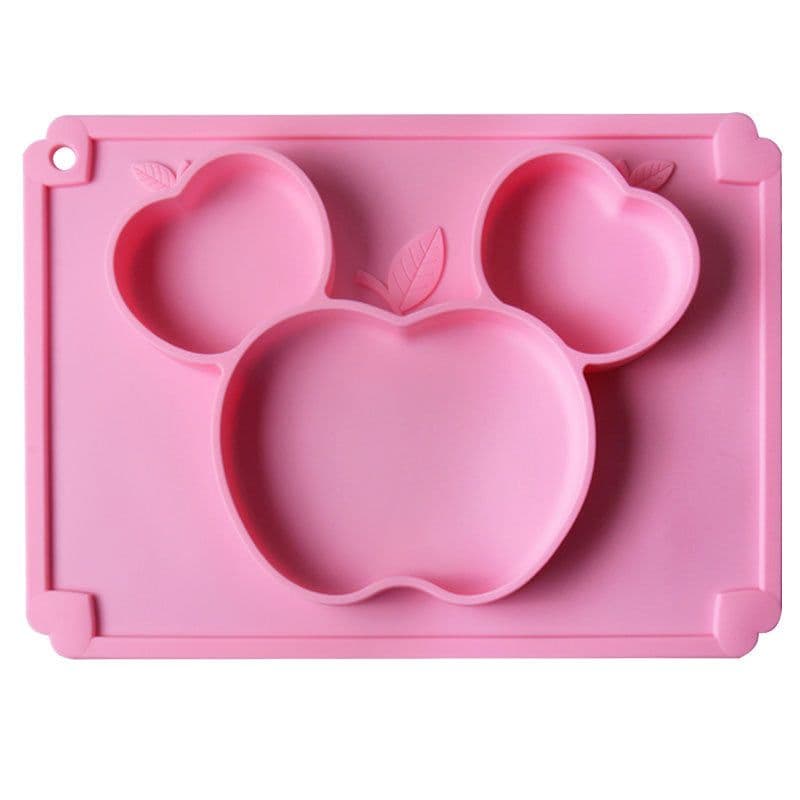 image-Baby Apple Dinosaur Silicone Dinner Plate Integrated Compartment Dinner Plate Children's Cute Cartoon Silicone Tableware Manufacturer