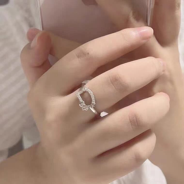 image-Cute KT cat diamond necklace, fashionable girly heart, student bestie clavicle chain, niche design summer chain jewelry