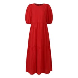 image-New Cross-Border Aliexpress Beautiful Fashion Loose Solid Color Puff Sleeve Swing Maxi Dress