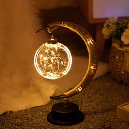 image-LED moon modeling lamp battery box hemp rope wrought iron takraw ball lamp romantic holiday decoration night light wholesale