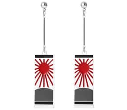 image-Demon Slayer's Blade Stove Gate Tanjiro Striped Purple Sun Ear Clip Rectangular Earrings Trendy Personality Oil Drop Earrings