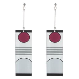 image-Demon Slayer's Blade Stove Gate Tanjiro Striped Purple Sun Ear Clip Rectangular Earrings Trendy Personality Oil Drop Earrings