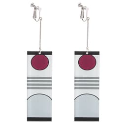 image-Demon Slayer's Blade Stove Gate Tanjiro Striped Purple Sun Ear Clip Rectangular Earrings Trendy Personality Oil Drop Earrings