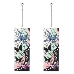 image-Demon Slayer's Blade Stove Gate Tanjiro Striped Purple Sun Ear Clip Rectangular Earrings Trendy Personality Oil Drop Earrings
