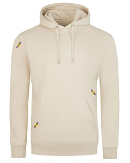 image-Bee Embroidered Hoodie Ecru Men