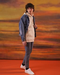 image-Bee Embroidered Hoodie Ecru Men