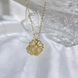 image-Love four-leaf clover two-wear necklace female one style multi-band fashion clavicle chain diamond pendant vibrato net celebrity live goods