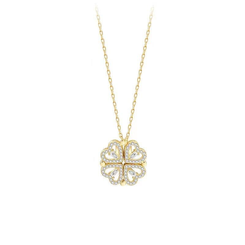 image-Love four-leaf clover two-wear necklace female one style multi-band fashion clavicle chain diamond pendant vibrato net celebrity live goods