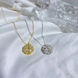 image-Love four-leaf clover two-wear necklace female one style multi-band fashion clavicle chain diamond pendant vibrato net celebrity live goods