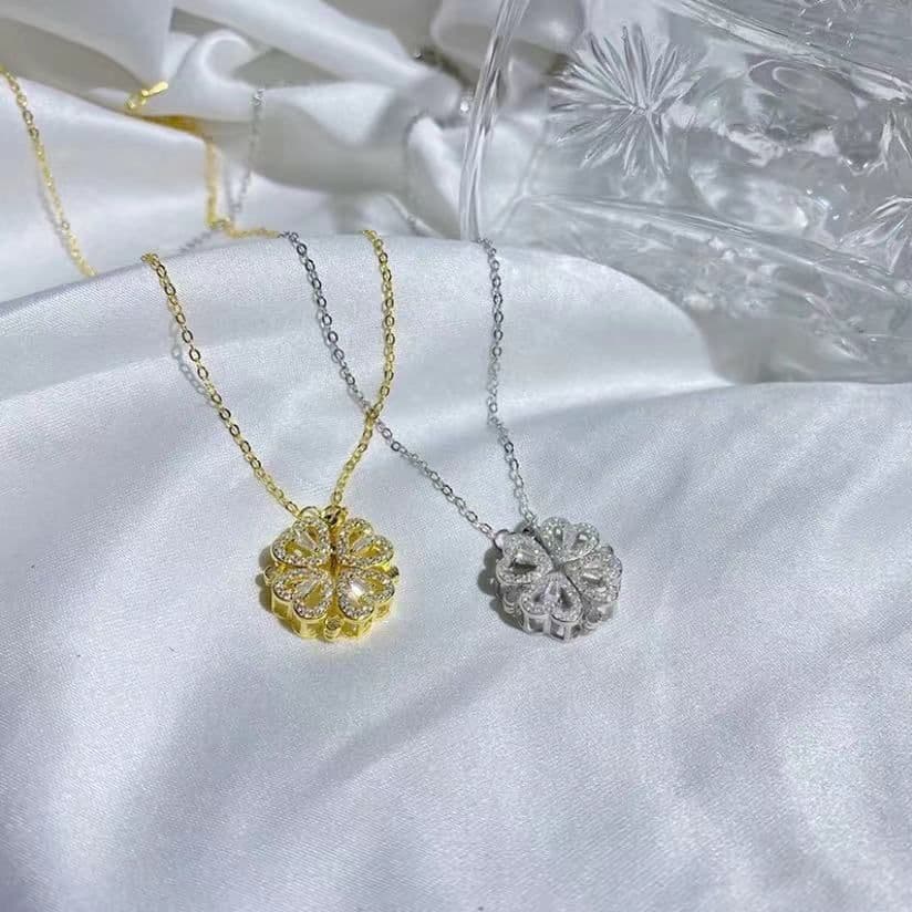 image-Love four-leaf clover two-wear necklace female one style multi-band fashion clavicle chain diamond pendant vibrato net celebrity live goods