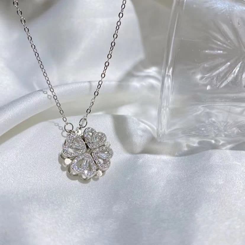 image-Love four-leaf clover two-wear necklace female one style multi-band fashion clavicle chain diamond pendant vibrato net celebrity live goods