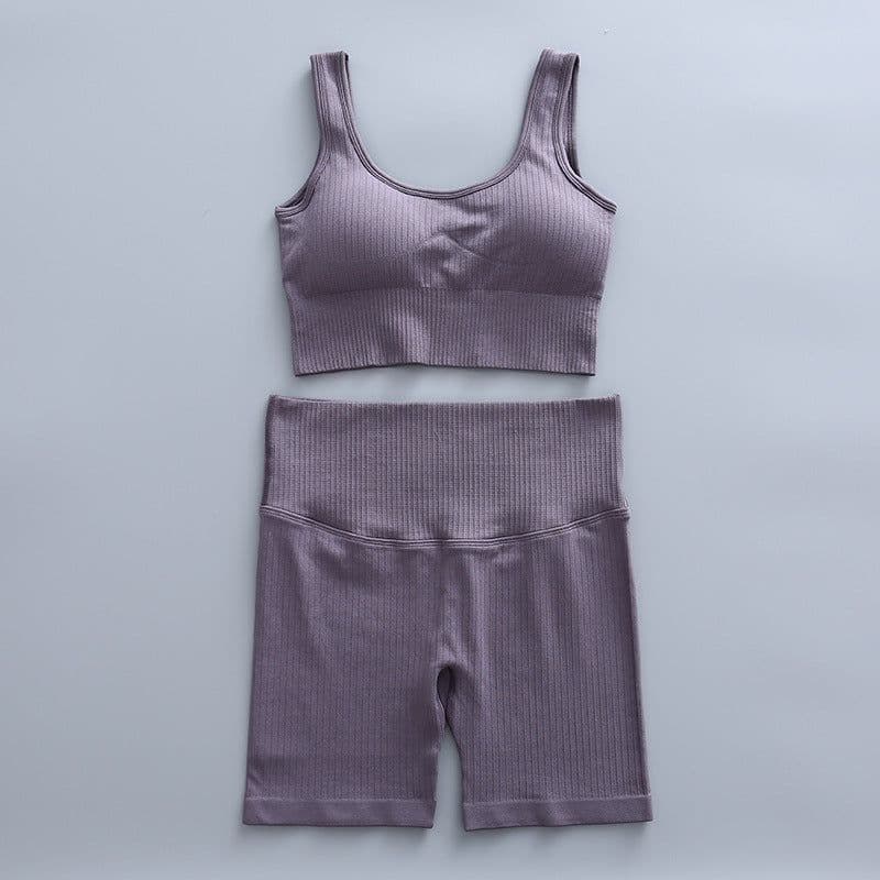 image-Spot threaded sports yoga clothing four-piece suit for hip lifting and abdomen