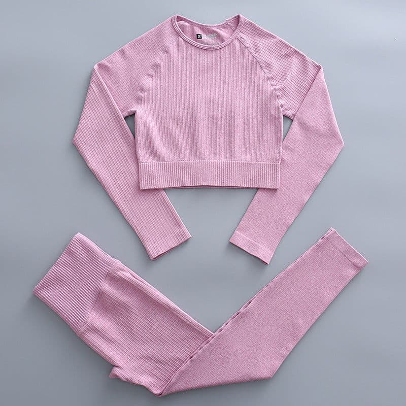 image-Spot threaded sports yoga clothing four-piece suit for hip lifting and abdomen