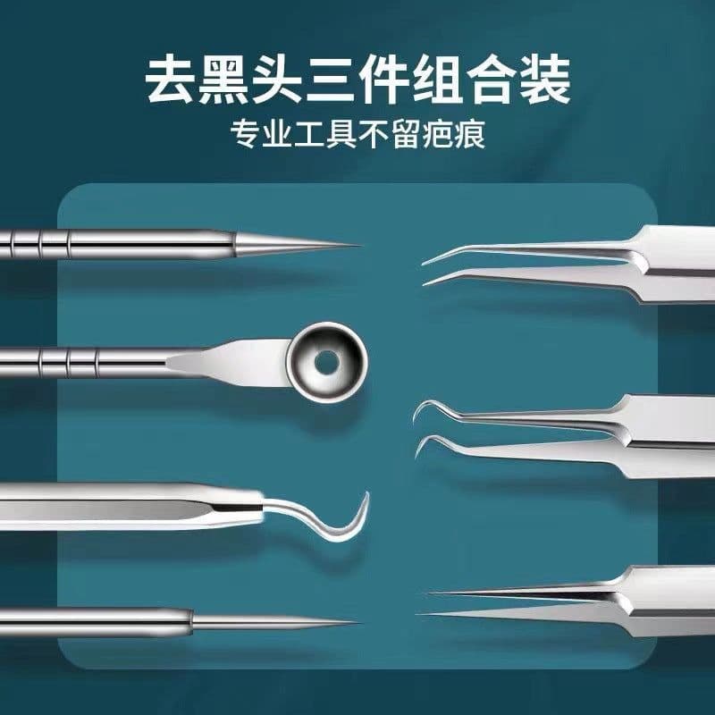 image-Stainless steel acne clip cell clip acne needle blackhead needle acne 8-piece set beauty tool acne needle set