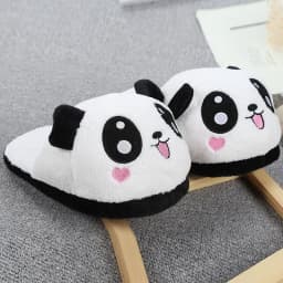 image-Cute Panda Heart Slippers Cartoon Plush Bag Heel Slippers Home Cute Winter Bag Heel Cotton Slippers Factory Wholesale