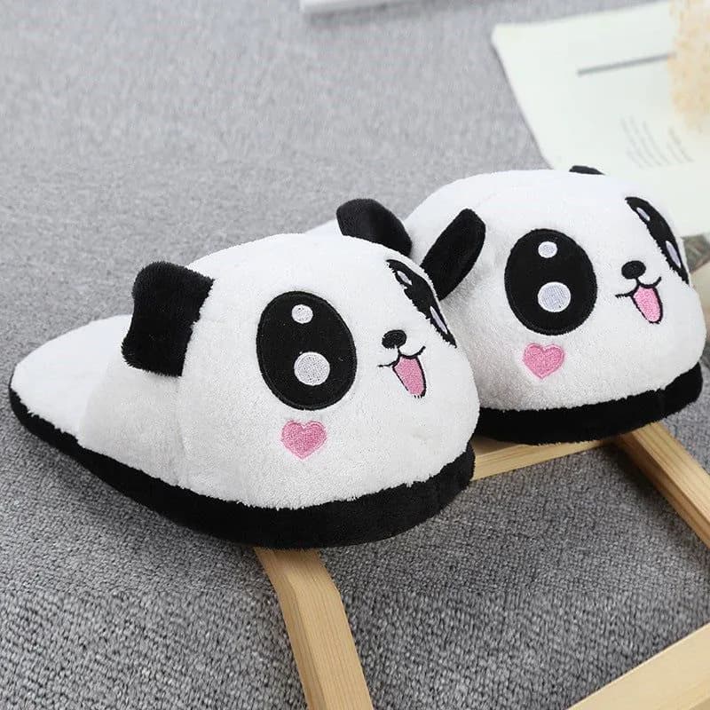 image-Cute Panda Heart Slippers Cartoon Plush Bag Heel Slippers Home Cute Winter Bag Heel Cotton Slippers Factory Wholesale