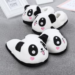 image-Cute Panda Heart Slippers Cartoon Plush Bag Heel Slippers Home Cute Winter Bag Heel Cotton Slippers Factory Wholesale