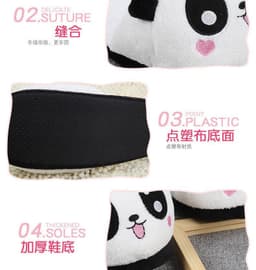 image-Cute Panda Heart Slippers Cartoon Plush Bag Heel Slippers Home Cute Winter Bag Heel Cotton Slippers Factory Wholesale