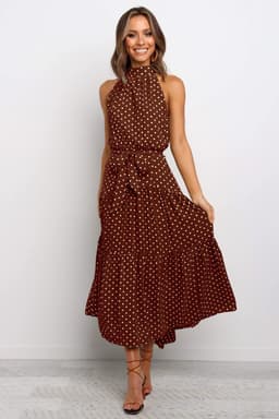 image-2022ebay Amazon Wish Hot Sale 17-Color Halter Polka Dot Print Lace-up Dress Cross-Border Dress for Women