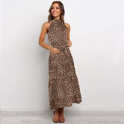 image-2022ebay Amazon Wish Hot Sale 17-Color Halter Polka Dot Print Lace-up Dress Cross-Border Dress for Women