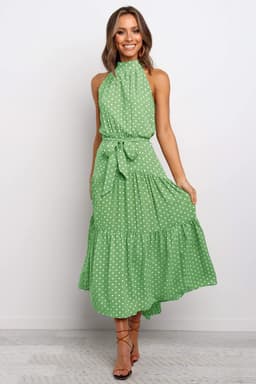 image-2022ebay Amazon Wish Hot Sale 17-Color Halter Polka Dot Print Lace-up Dress Cross-Border Dress for Women