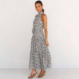 image-2022ebay Amazon Wish Hot Sale 17-Color Halter Polka Dot Print Lace-up Dress Cross-Border Dress for Women