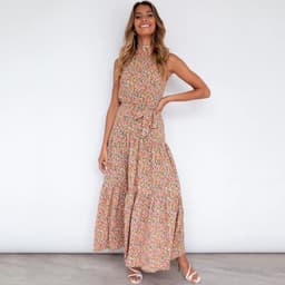 image-2022ebay Amazon Wish Hot Sale 17-Color Halter Polka Dot Print Lace-up Dress Cross-Border Dress for Women