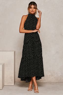 image-2022ebay Amazon Wish Hot Sale 17-Color Halter Polka Dot Print Lace-up Dress Cross-Border Dress for Women