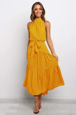 image-2022ebay Amazon Wish Hot Sale 17-Color Halter Polka Dot Print Lace-up Dress Cross-Border Dress for Women