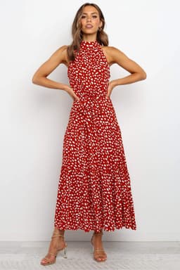image-2022ebay Amazon Wish Hot Sale 17-Color Halter Polka Dot Print Lace-up Dress Cross-Border Dress for Women