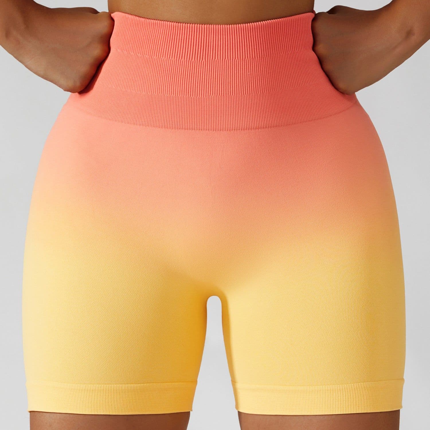 image-European and American Gradient Seamless Yoga Shorts Breathable Tight Sports Shorts Women's High Waist Elastic Butt Lifting Fitness Pants 6406