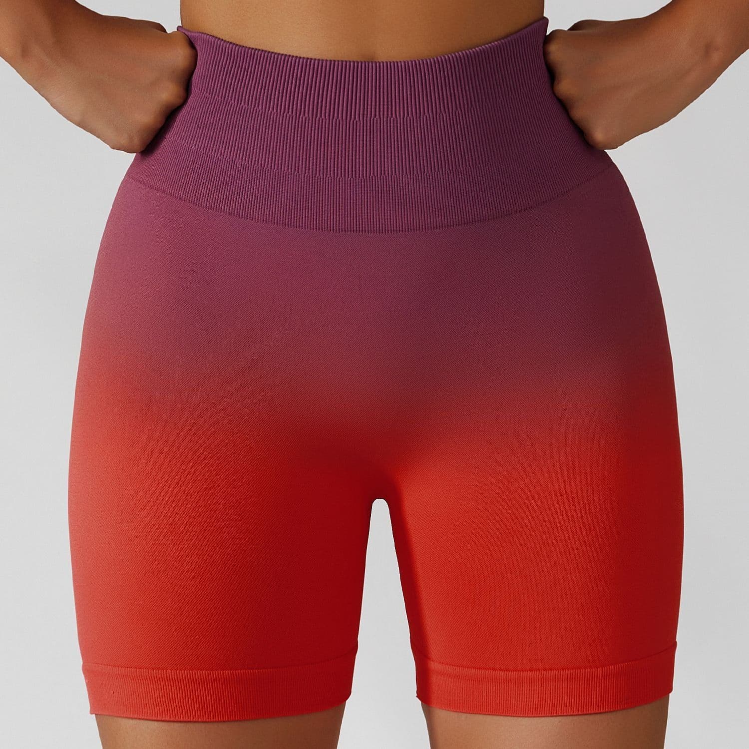 image-European and American Gradient Seamless Yoga Shorts Breathable Tight Sports Shorts Women's High Waist Elastic Butt Lifting Fitness Pants 6406