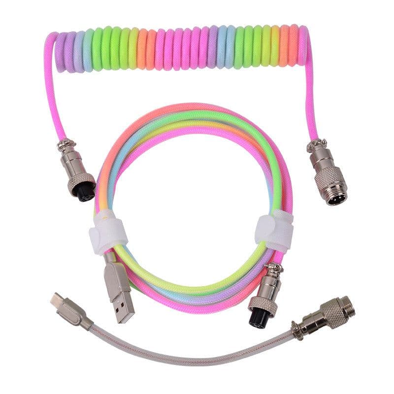 image-RGB colorful light-emitting game mechanical keyboard aerial plug-in line light-emitting data line colorful spring data line