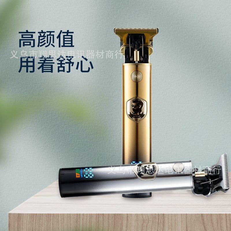 image-Carving hair clippers electric hair clipper Buddha head hair clippers t9 shaved hair clippers retro digital display oil head hair clippers