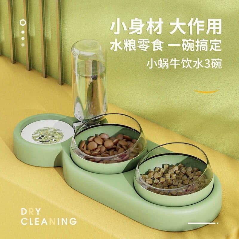 image-Cat Bowl Double Bowl Automatic Drinking Dog Bowl Dog Bowl Food Bowl Pet Bowl Overturning Small Dogs Dog Rice Bowl Pet Supplies