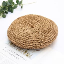 image-Handmade retro style straw beret breathable painter's hat Korean style straw hat women's summer bud hat pumpkin hat