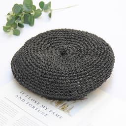 image-Handmade retro style straw beret breathable painter's hat Korean style straw hat women's summer bud hat pumpkin hat