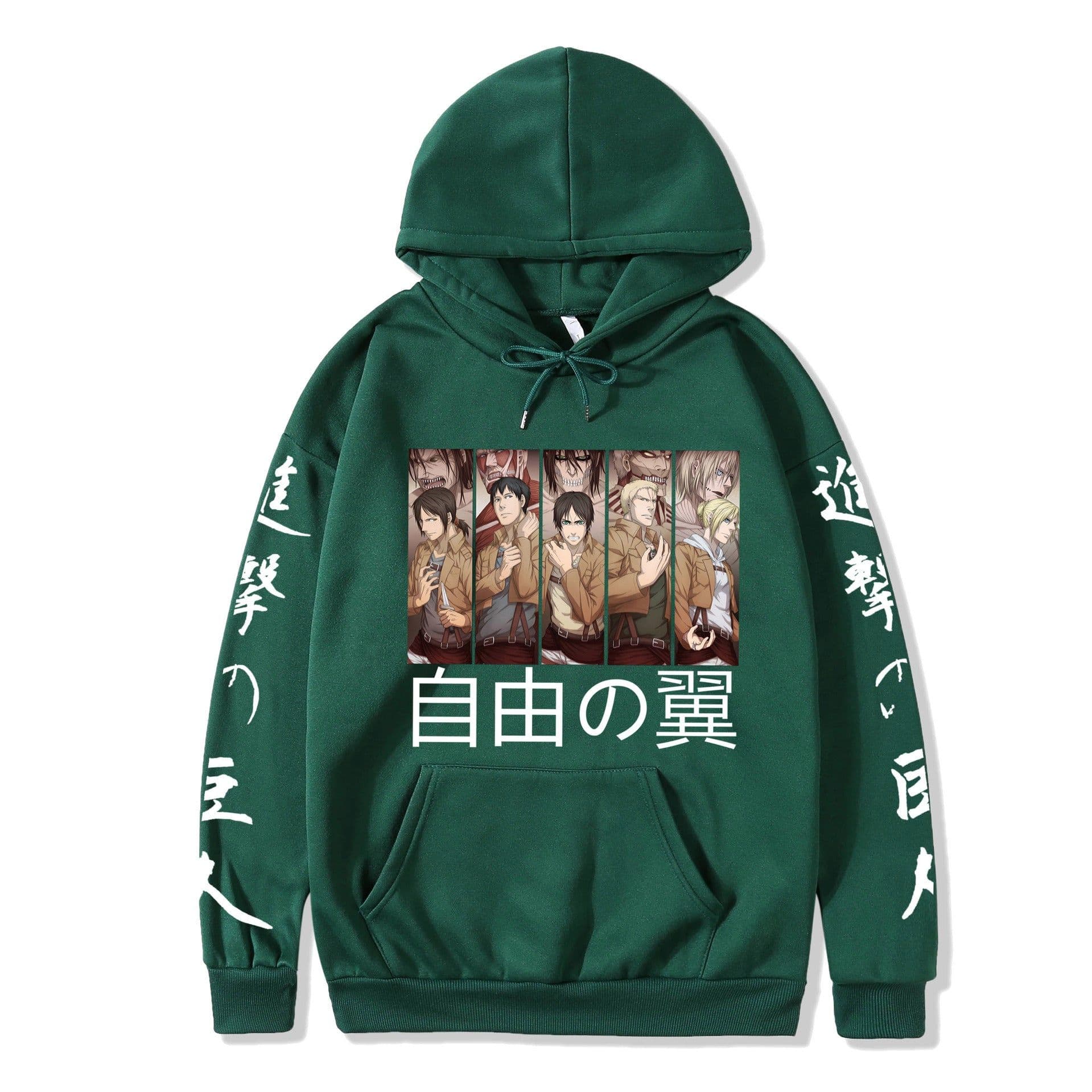 image-2021 couples wear autumn and winter new popular anime attack giant series illustration loose casual hooded sweater women