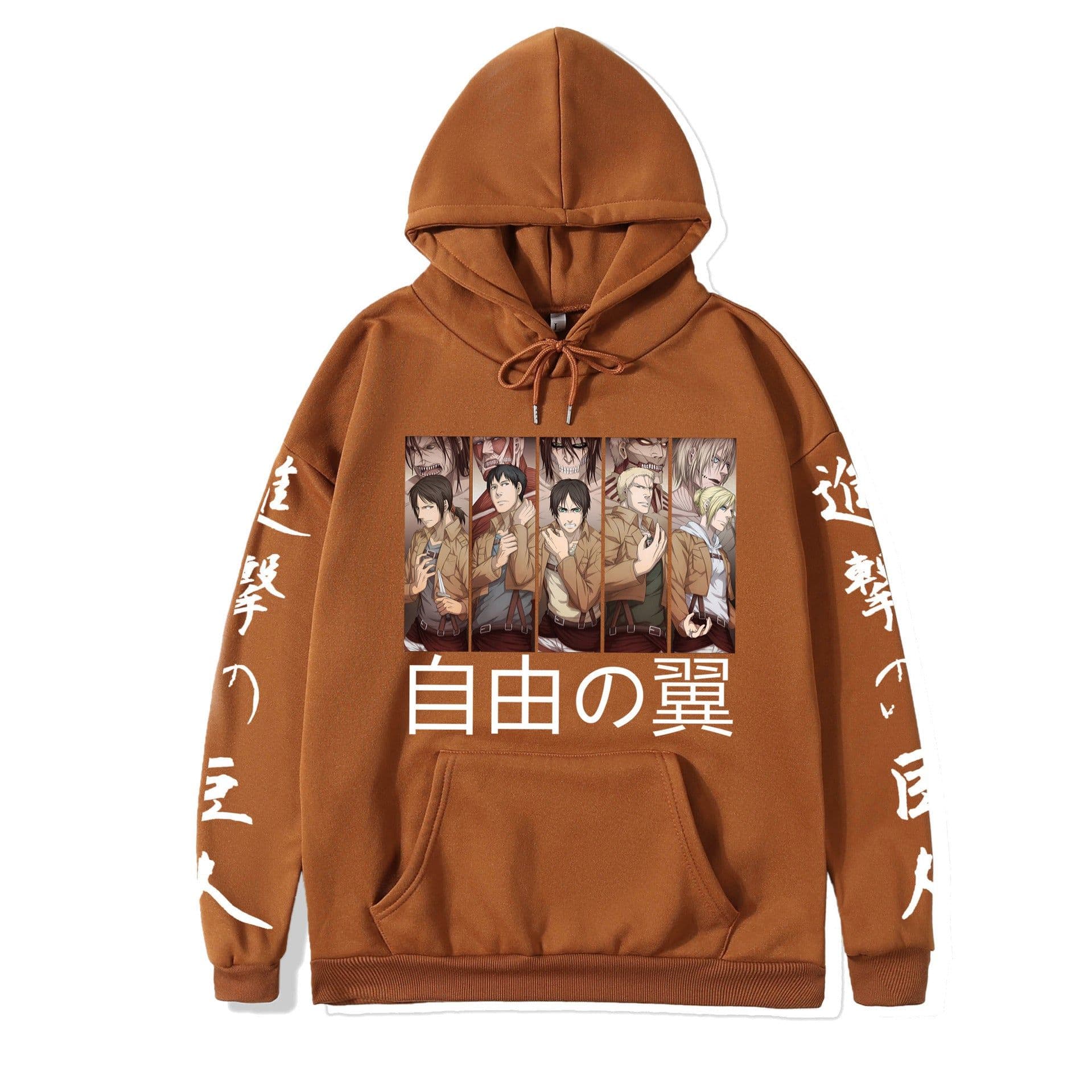 image-2021 couples wear autumn and winter new popular anime attack giant series illustration loose casual hooded sweater women