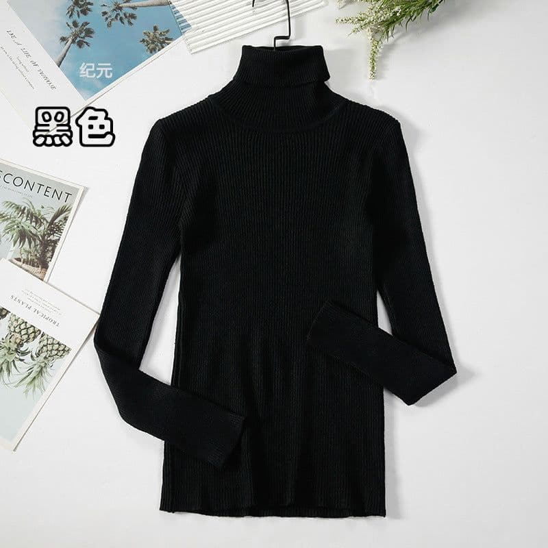 image-Core-spun turtleneck sweater women's inner wear bottoming shirt 2021 new long-sleeved warm slim solid color knit sweater top