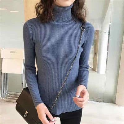 image-Core-spun turtleneck sweater women's inner wear bottoming shirt 2021 new long-sleeved warm slim solid color knit sweater top