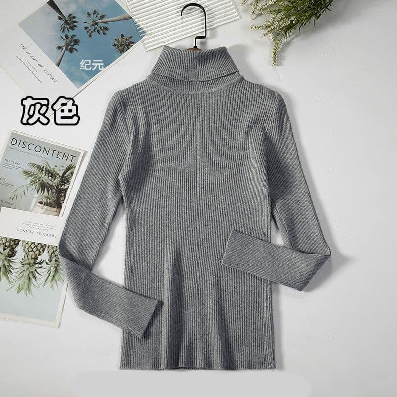 image-Core-spun turtleneck sweater women's inner wear bottoming shirt 2021 new long-sleeved warm slim solid color knit sweater top