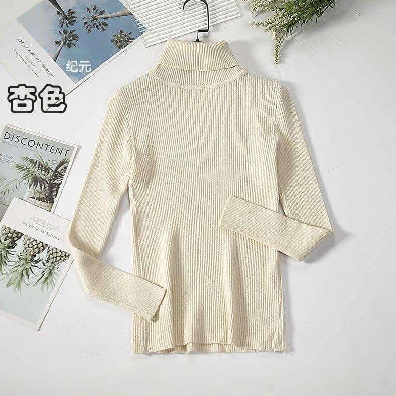 image-Core-spun turtleneck sweater women's inner wear bottoming shirt 2021 new long-sleeved warm slim solid color knit sweater top